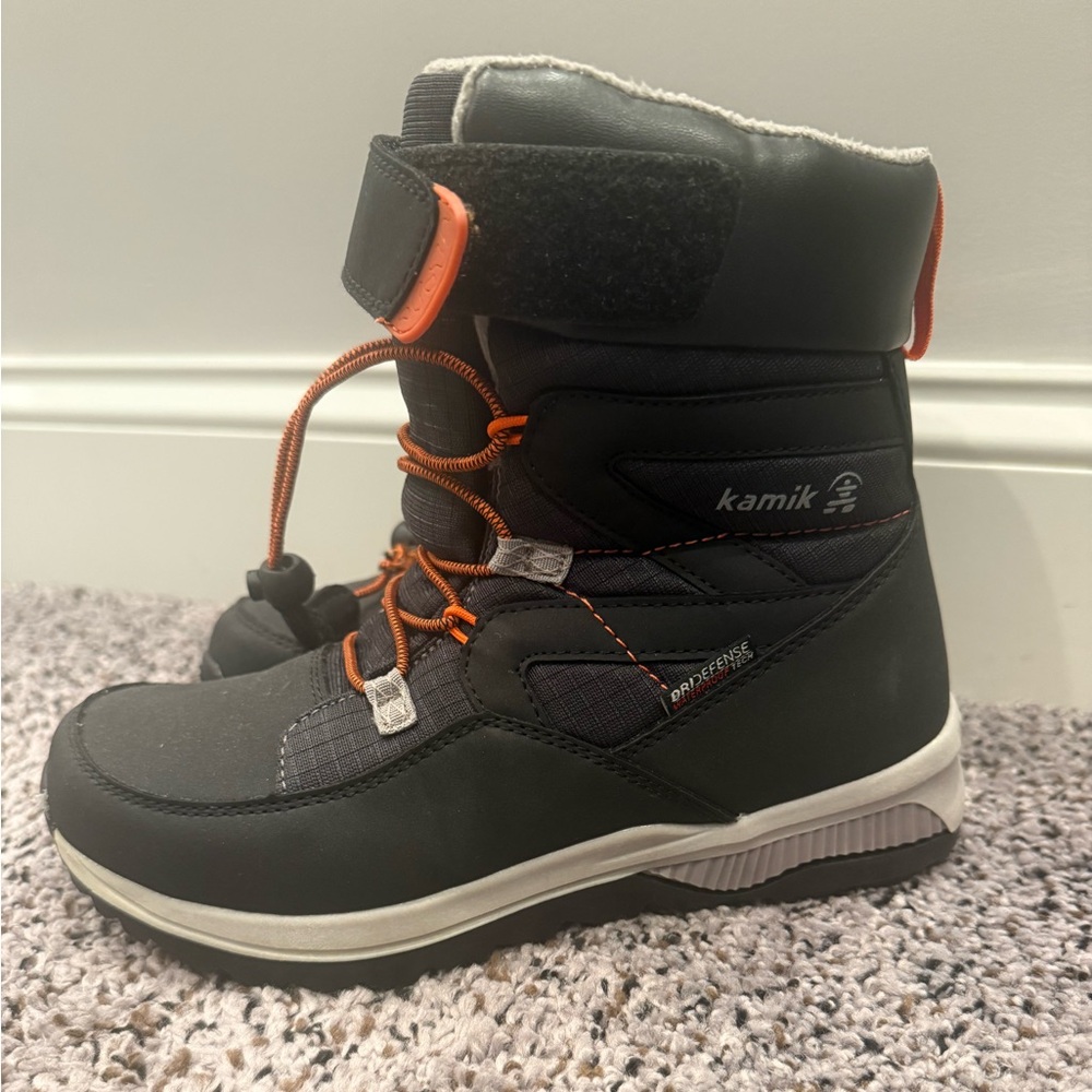 Youth Kamik Black and Orange Snow Boots